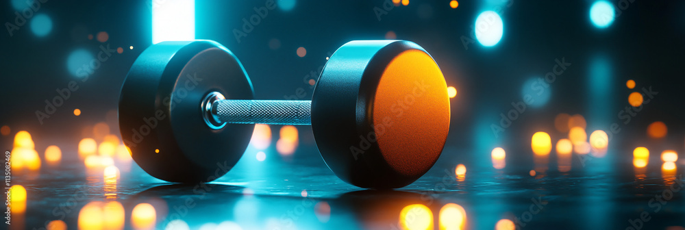 Poster a glowing fitness goal setting icon linked to progress data, representing online platforms for track