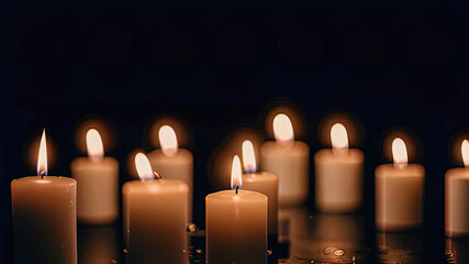 Burning candles on festive background