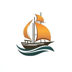 Design of ship icon logo illustration isolated on white background