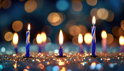 Burning candles on festive background