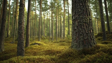 Obraz premium Serene Pine Forest at Dawn