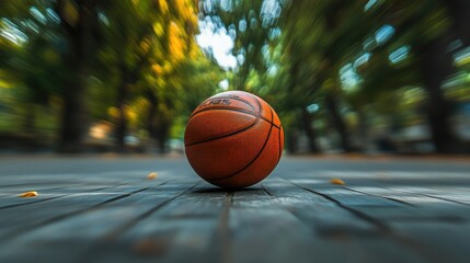 Basketball on a Street, Motion Blur Background