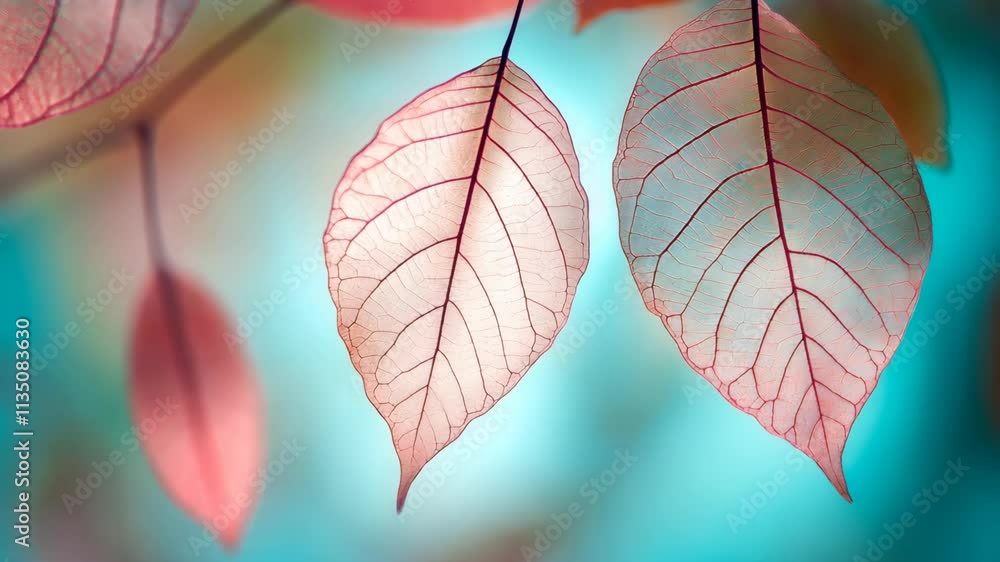 Aufkleber delicate transparent leaves illuminated by soft light create a serene and enchanting atmosphere in n