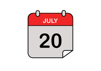 icône calendrier date - 20 juillet en anglais