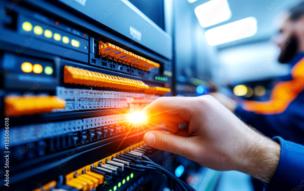 Poster fiber optic cables installation process data center technical procedure controlled environment close