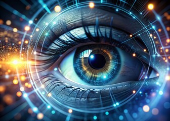 Next Generation Artificial Intelligence: A Futuristic Humanoid Eye Created with Fiber Optics, Showcasing Advanced Technology and Innovation in 3D Illustration Render
