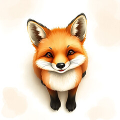 Fototapeta premium Adorable watercolor illustration of a smiling fox, perfect for art prints and nature-themed designs.