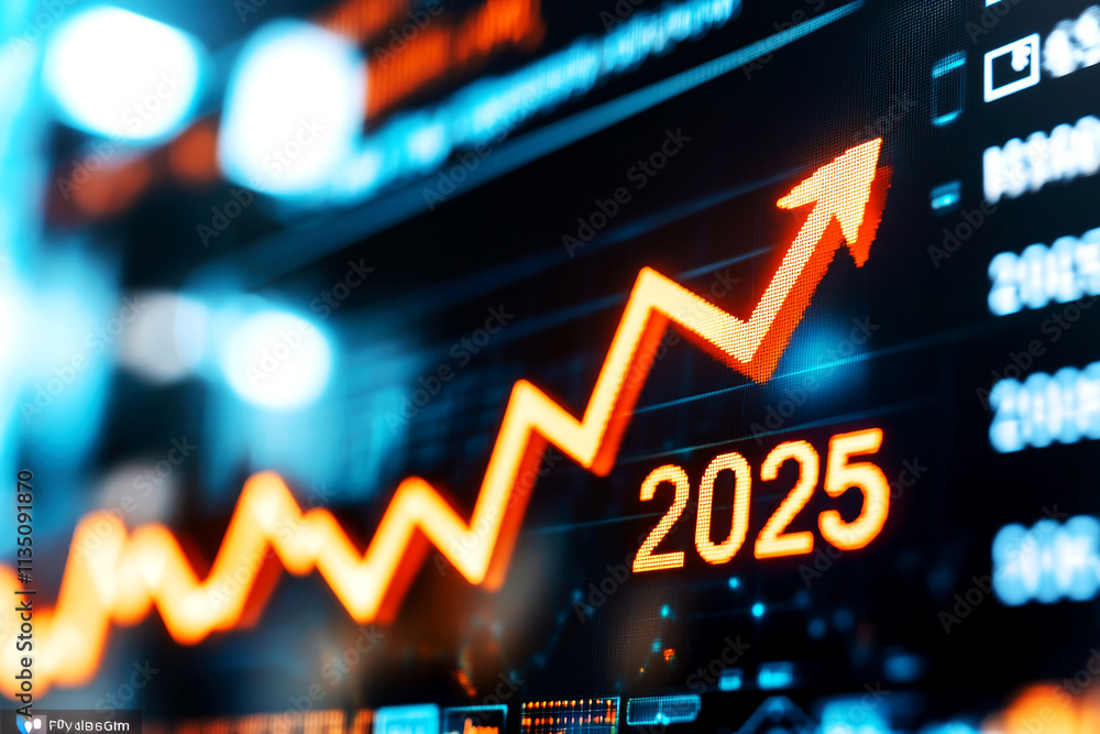 Poster business growth strategies for 2025 new year insights analytics trends visual data digital environme