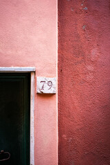 detail of a typical coloured building in Liguria