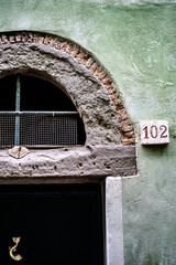 detail of a typical coloured building in Liguria