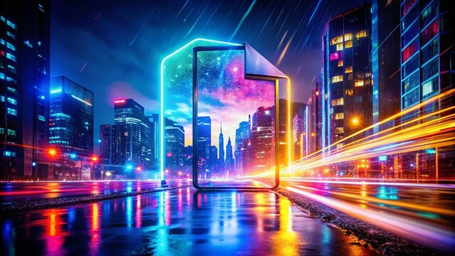Night Photography of KTR File Extension with Thicker Outline Design Featuring Abstract Digital Elements and Vivid Colors in a Dark Setting for Enhanced Visual Impact and Creativity