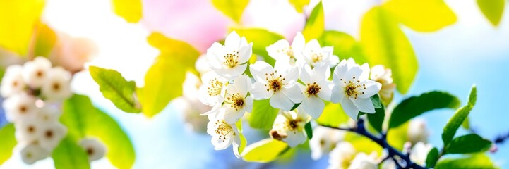 Obraz premium Blooming In Spring - With Trend Colors Palette - Almond Flowers In Sunny Blurred Background 