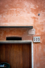 detail of a typical coloured building in Liguria