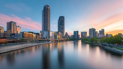 Obraz premium Urban Mystique Illustration with Cityscapes, Neon Lights, and Mysterious Atmosphere