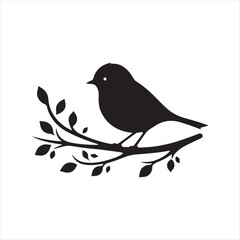  little bird on branc silhouette vector logo 