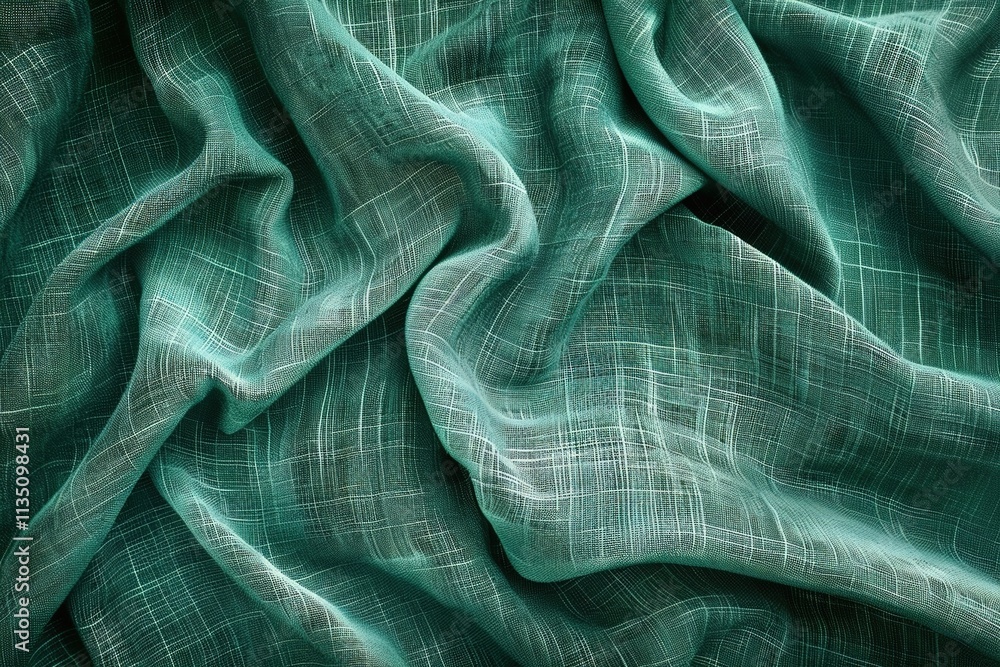 Poster piece of fabric with a green color and a pattern