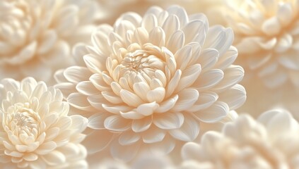 Close-up of creamy white dahlia flowers.