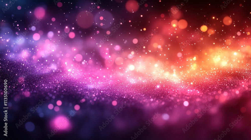 Poster A vibrant, abstract background featuring colorful bokeh and sparkling light effects.