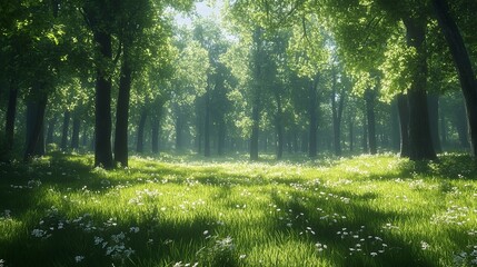 Obraz premium Serenity in Moss-Covered Forest