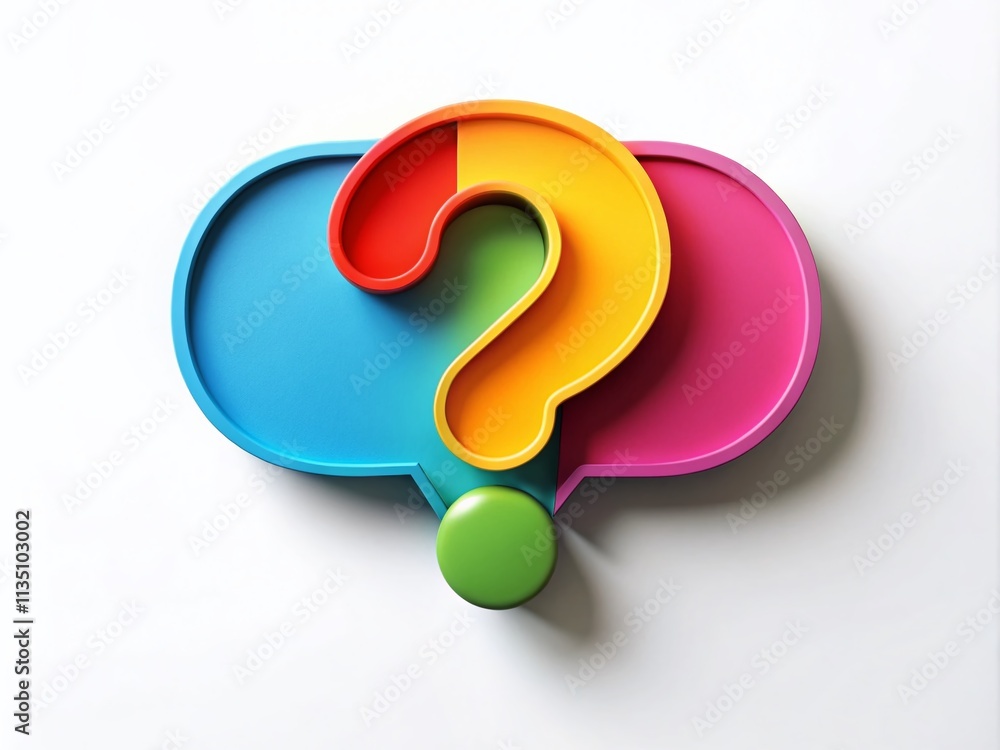 Aufkleber panoramic view of a question mark with a speech bubble on a white background symbolizing communicati