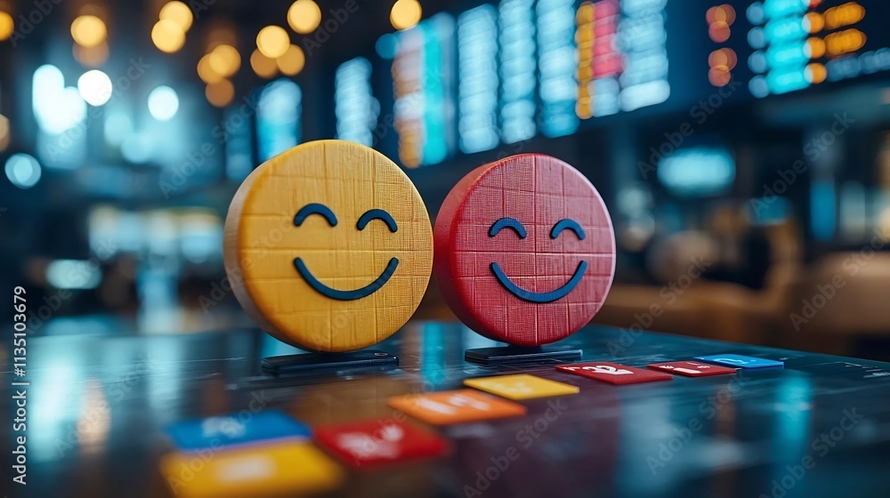 Poster business dashboard with sentiment analysis pie chart of customer feedback emotions