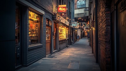 Fototapeta premium Urban Mystique Illustration with Cityscapes, Neon Lights, and Mysterious Atmosphere