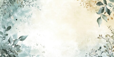 Watercolor background with abstract art. Featuring a luxurious, minimalist style, it includes flowers and botanical leaves, organic shapes. Ideal for banners, posters, web designs, and packaging