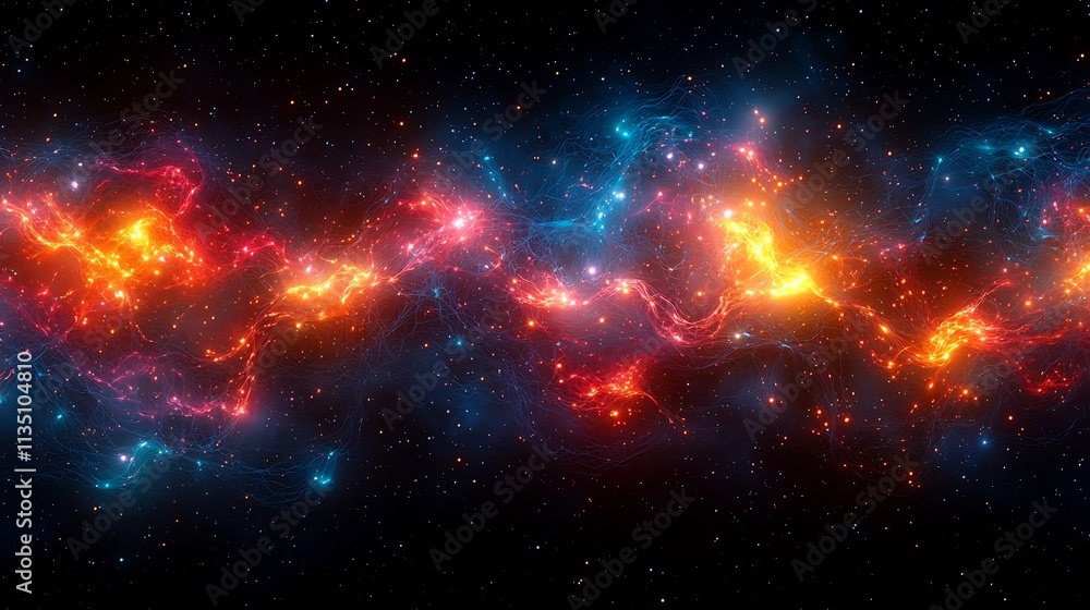 Poster glowing neural network visualizing sentiment in digital data streams