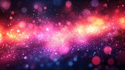 Fototapeta premium A vibrant, colorful abstract background with shimmering particles and bokeh effects.
