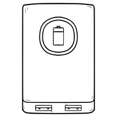 power bank illustration hand drawn outline vector