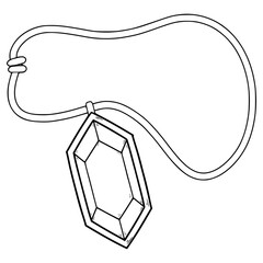 gemstone necklace illustration hand drawn outline vector