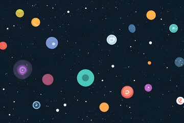 Colorful planets and stars floating in deep space background