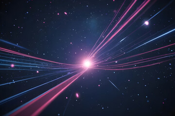 Light trails converging into bright star in deep space