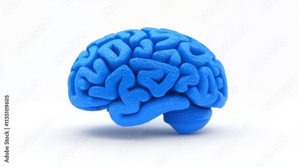 Aufkleber a high-resolution image of a blue artificial brain model, showcasing intricate folds and structure. 