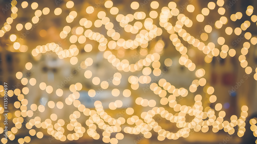 Aufkleber golden lights bokeh: warm and inviting, this abstract background image captures the soft, glowing gl
