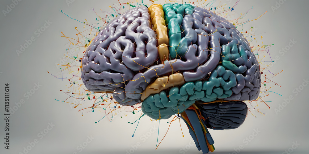 Aufkleber the exploding mind: a vibrant, artistic rendering of the human brain, bursting with colorful neural 
