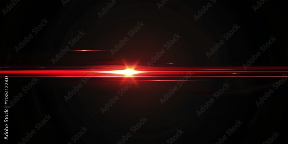 Poster red glowing light effect on black background.. abstract horizontal gradient line with lens flare, ge