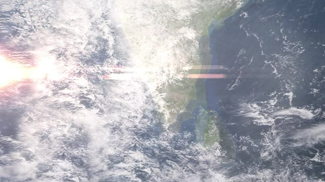 Zooming in on Coimbatore, India frome space - Perfect for Travel Intros and Backgrounds. Realistic 3D Animation.