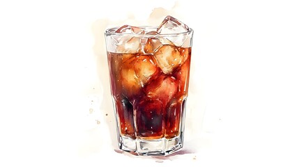 Refreshing Cold Beverage with Ice Cubes in a Glass, Perfect for Summer Days and Relaxation, Ideal for Party Themes, Cocktails, or Casual Gatherings