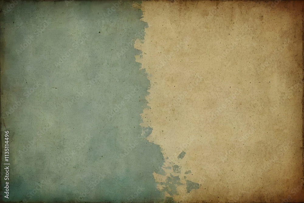 Poster old paper texture showing a two colored background with green and beige