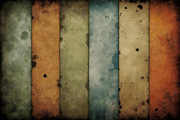 Colorful grunge background showing vertical stripes with stains and texture