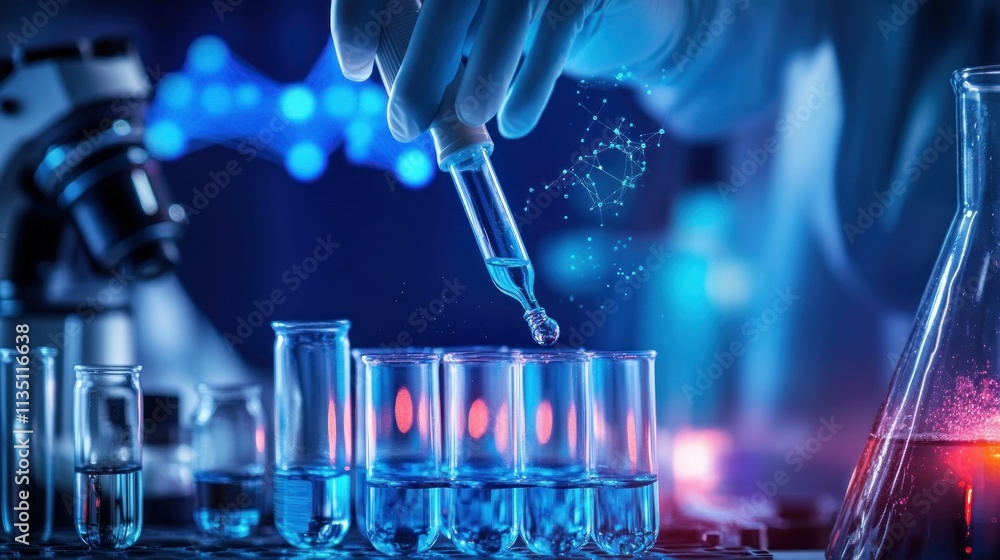 Aufkleber scientific discovery: a close-up of a scientist's precise experiment in a modern lab setting