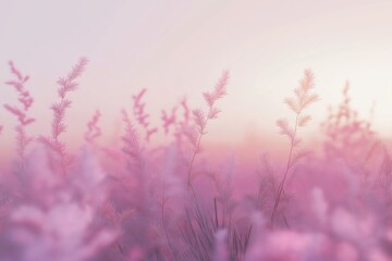 Obraz premium Dreamy pastel pink and lavender floral field in soft sunlight, representing tranquility and elegance for International Women's Day