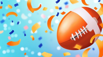 Celebration Scene With Football and Colorful Confetti During Championship Festivities