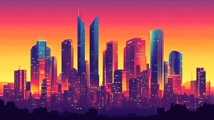 Obraz premium Urban Mystique Illustration with Cityscapes, Neon Lights, and Mysterious Atmosphere