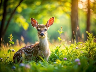 Rescuing Fawn: A Kitz Laid on the Edge of a Meadow to Prevent Harm from Mowers, Illustrating Wildlife Conservation Efforts in Nature