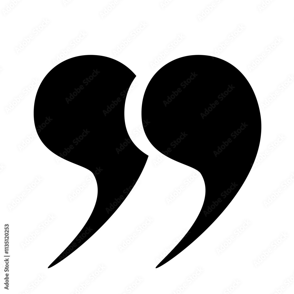 Fototapete quotation marks are a set of isolated black circular vector icons in the form of quotation marks on 