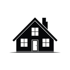 Flat Design House Silhouette Vector Isolated on White Background