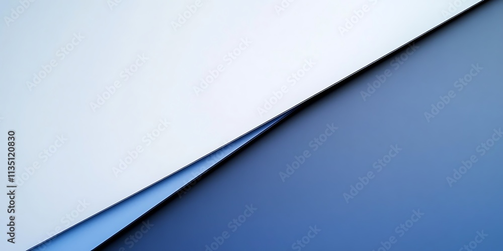 Poster minimalist background, blue and white color scheme, diagonal composition, close-up of paper with gra