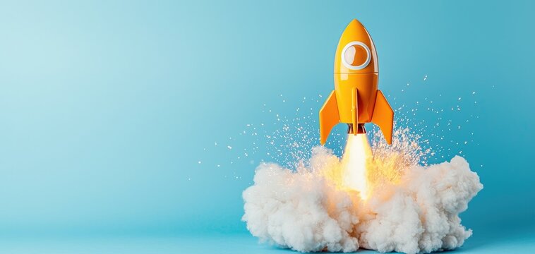 Innovative business launch event 2025 rocketing towards success digital environment dynamic viewpoint concept of business innovation